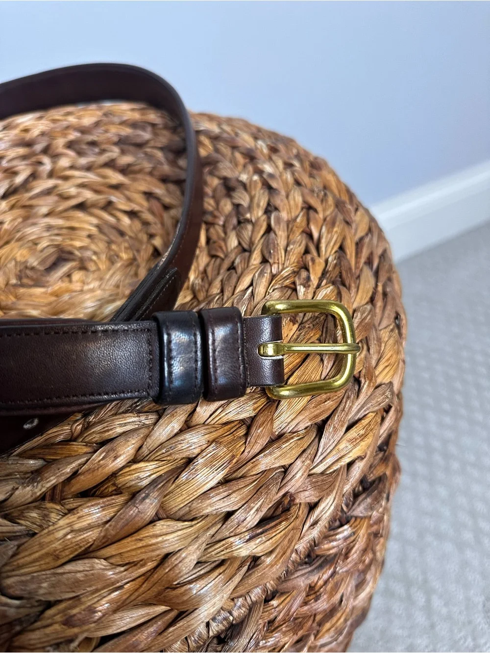 Coach leather belt 42” mahogany dark brown made in New York City brass hardware